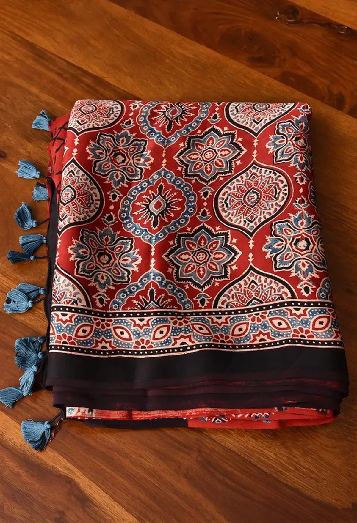 Ajrakh Model Silk Saree