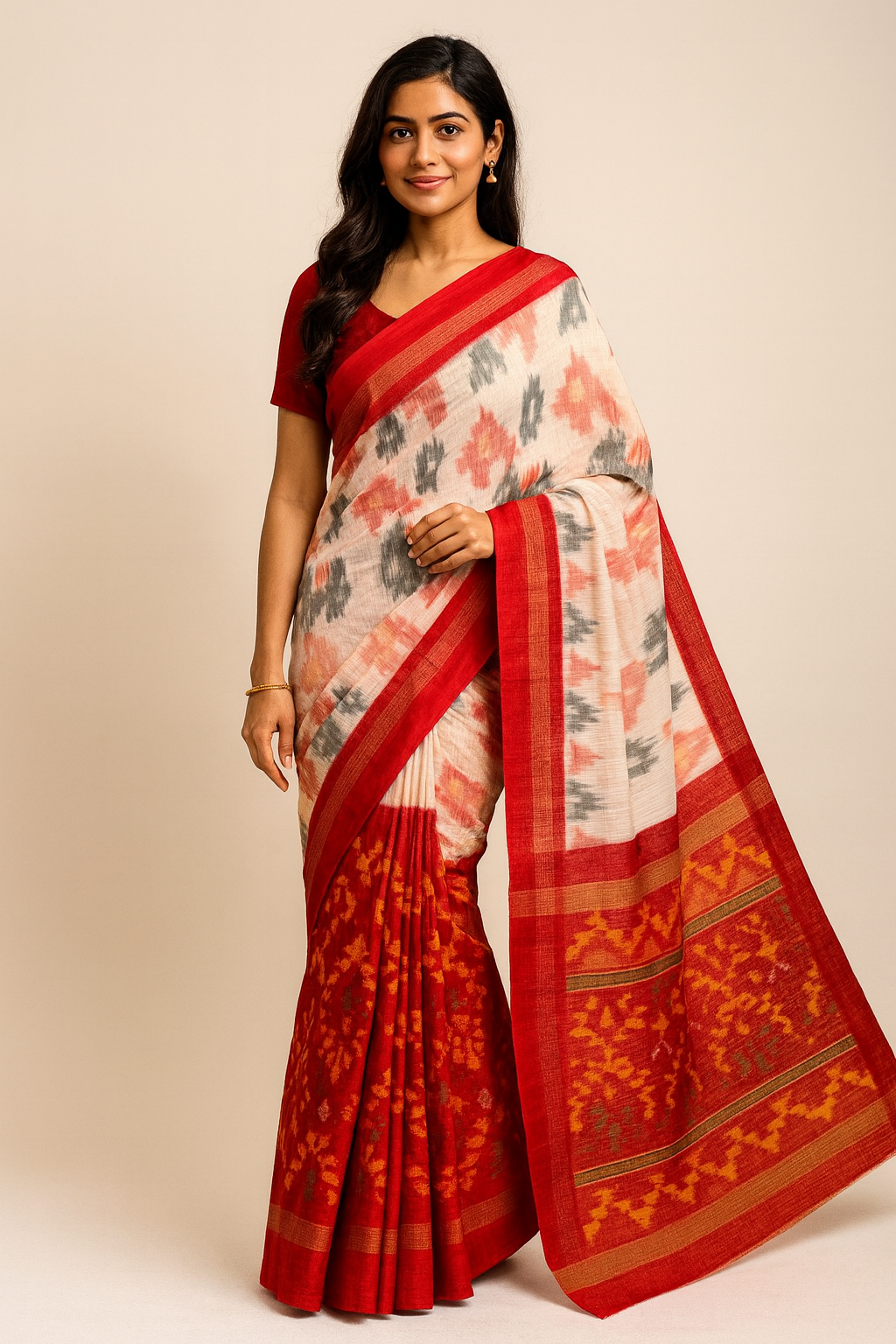 Twill Ikkat Designer Dolla Silk Patola Saree