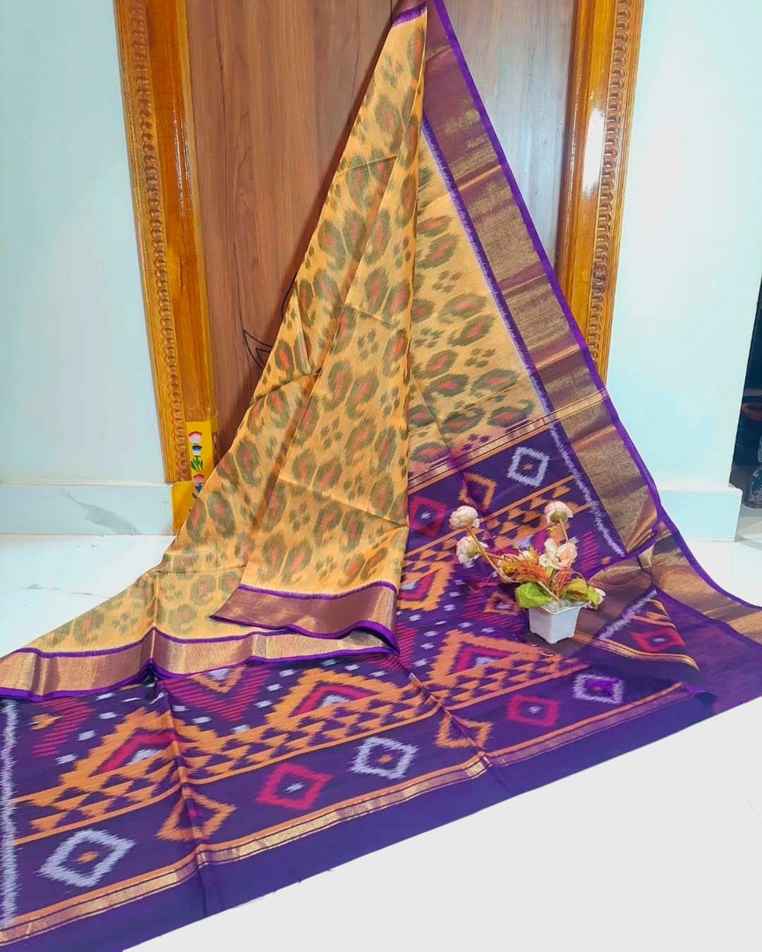 Pochampalli designer printed and dolla silk fabric sarees