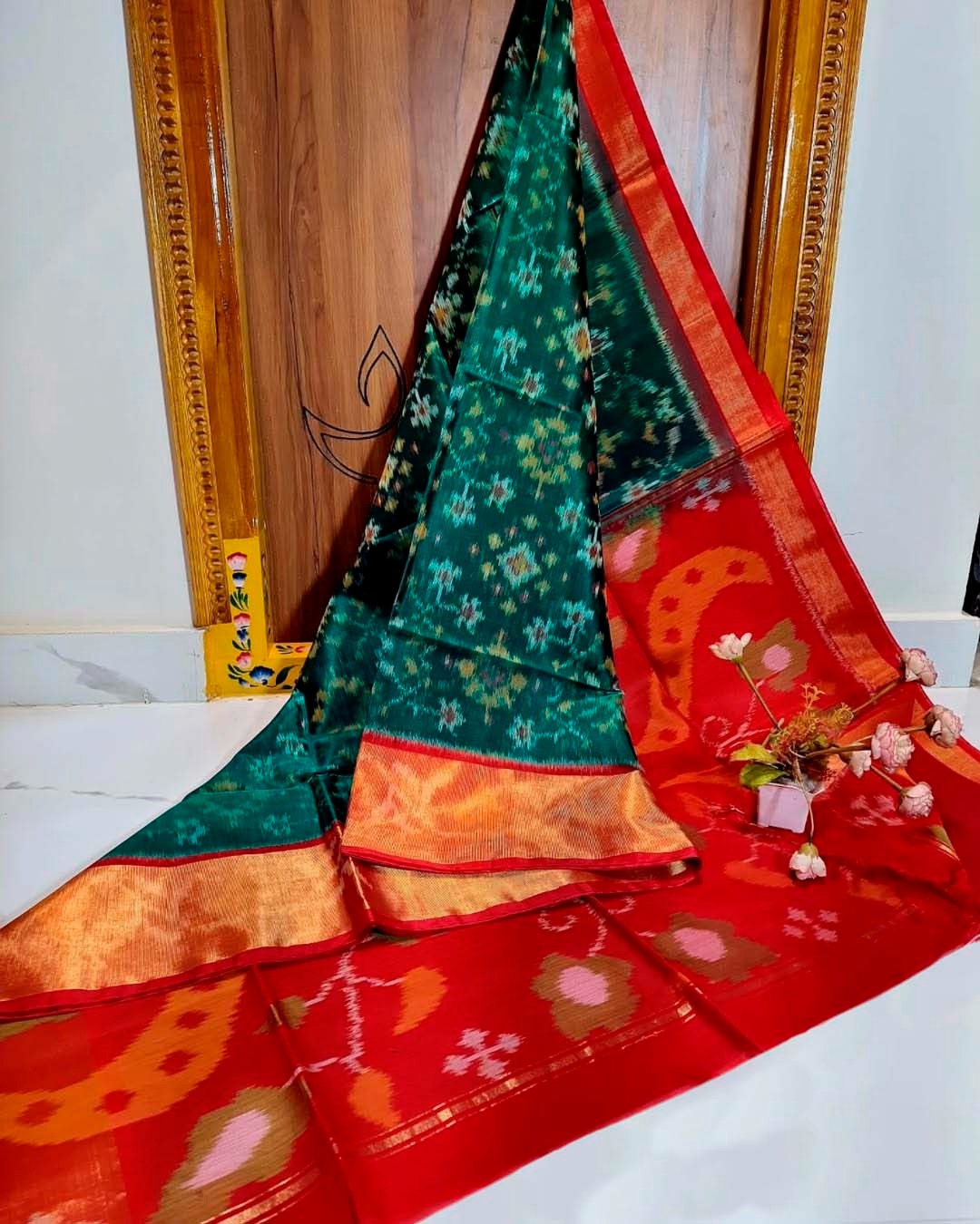 Pochampalli designer printed and dolla silk fabric sarees