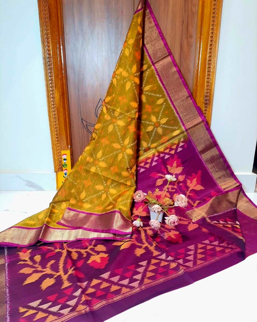 Pochampalli designer printed and dolla silk fabric sarees