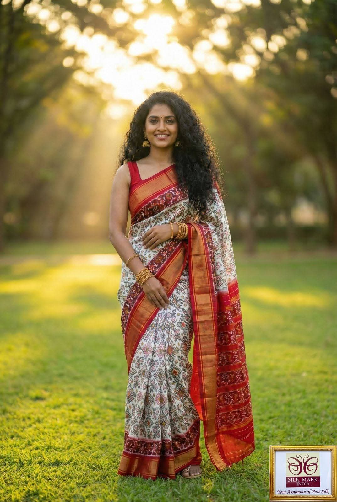 Dola Silk Pochampally Designer Printed Saree With Unstitched Blouse Piece For Women