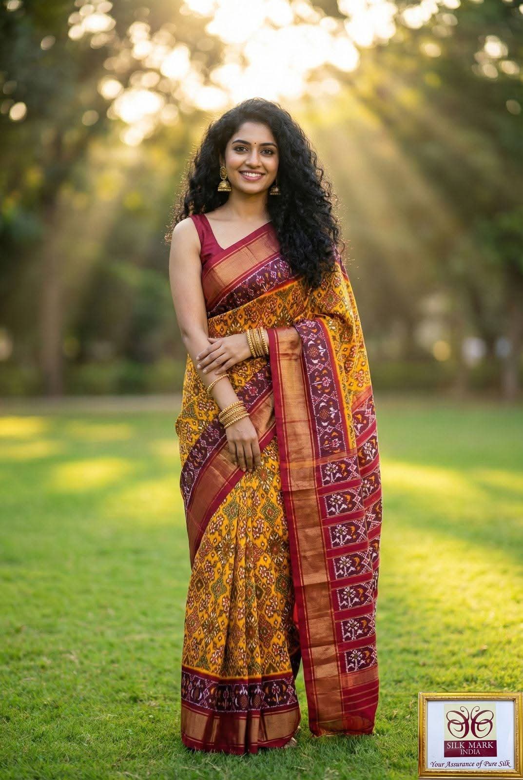 Dola Silk Pochampally Designer Printed Saree With Unstitched Blouse Piece For Women