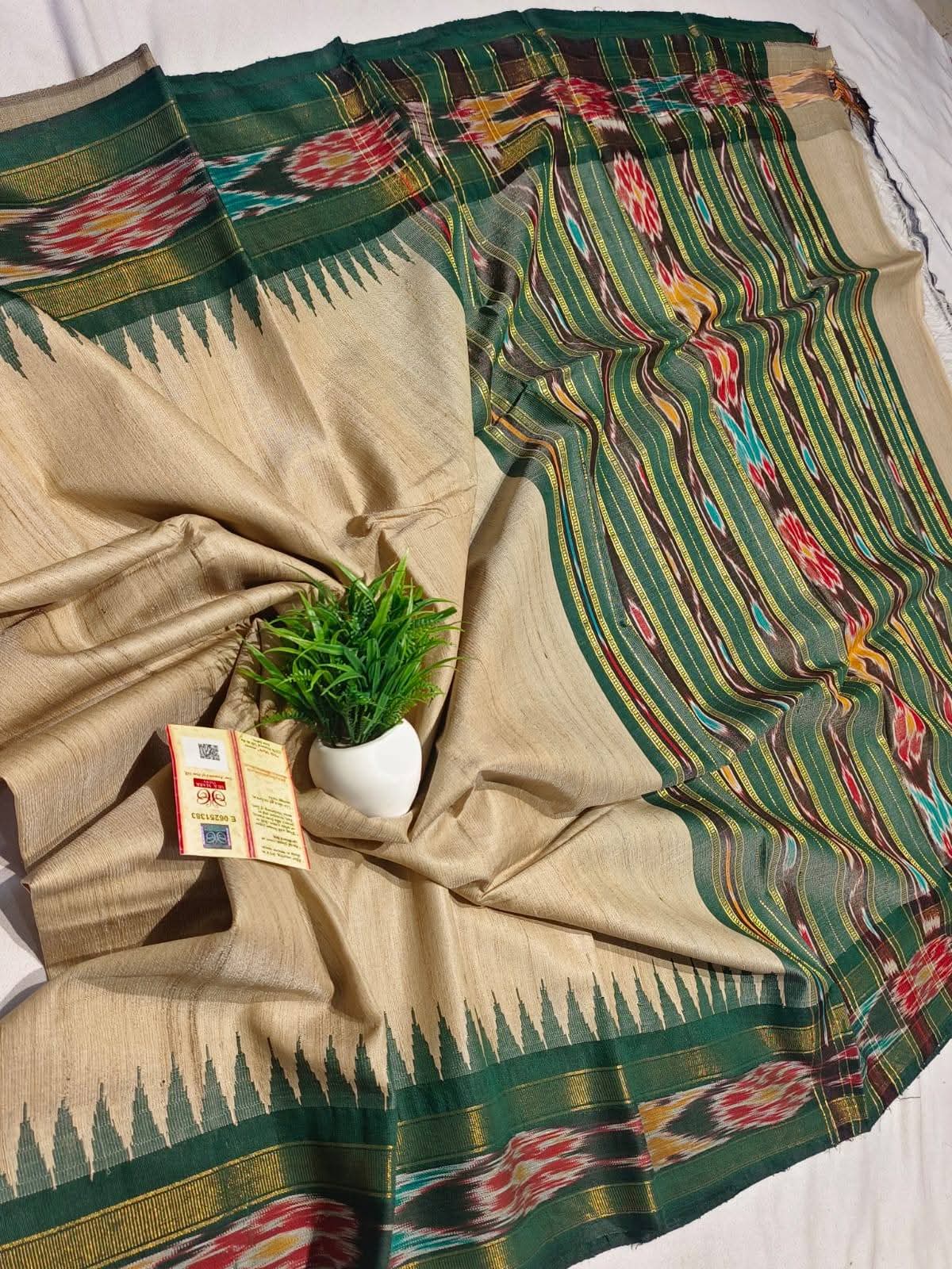 Dola Silk Pochampally Designer Printed Saree With Unstitched Blouse Piece For Women