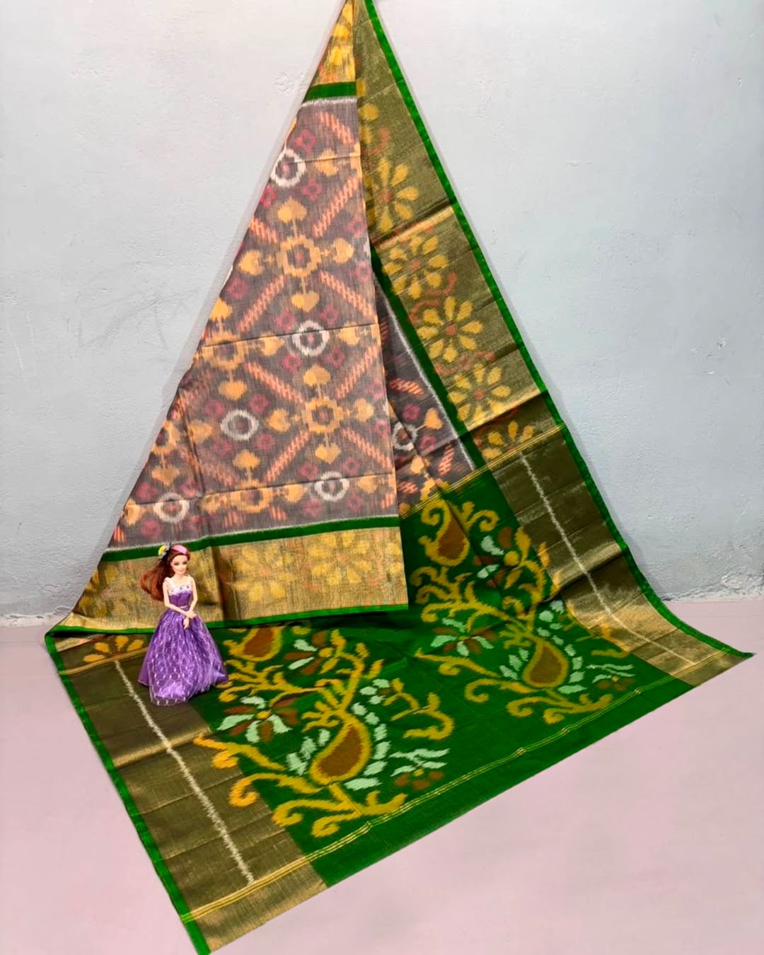 Pochampalli designer printed and dolla silk fabric sarees