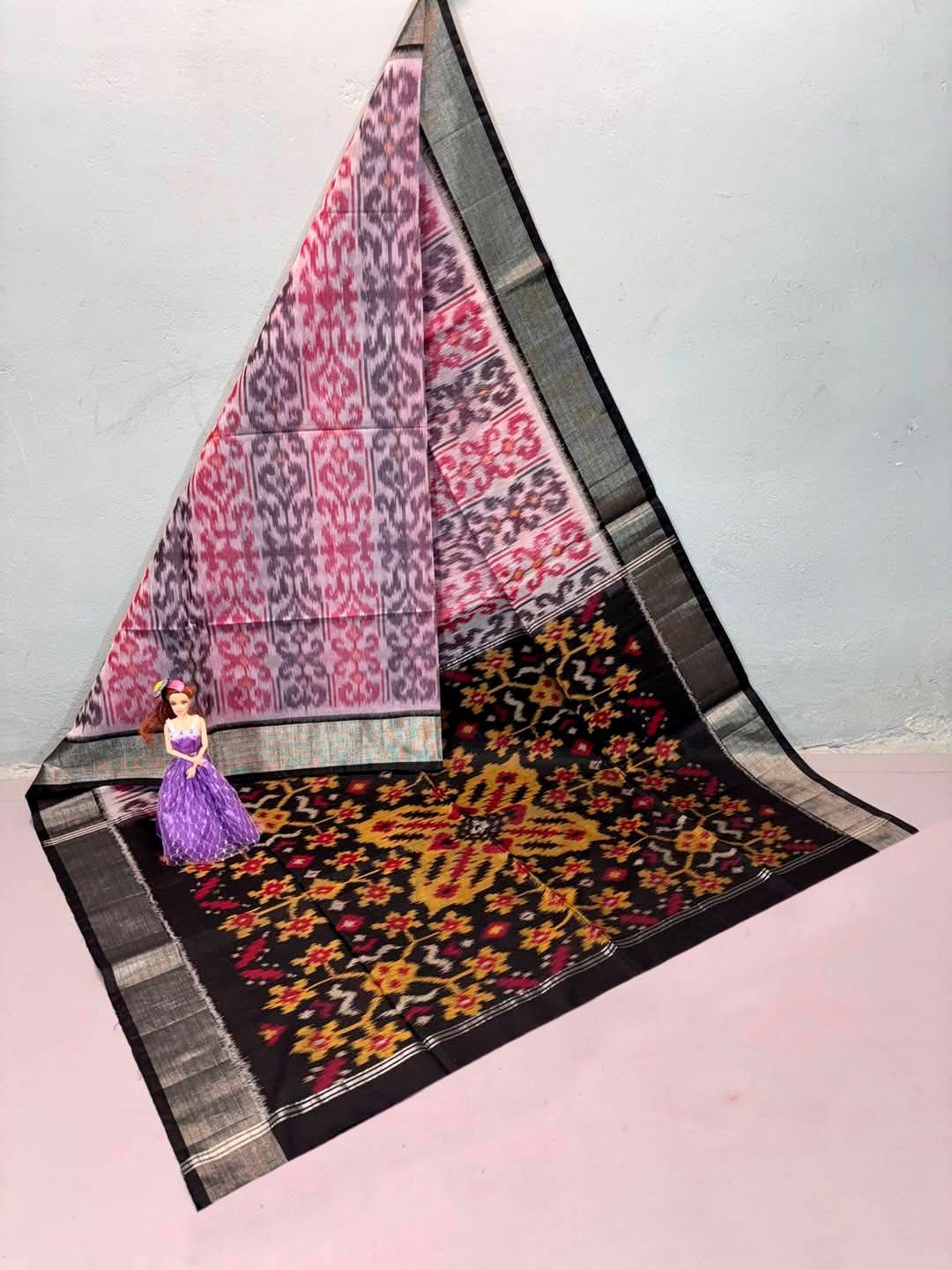 Twill Ikkat Designer And Dolla Silk Saree