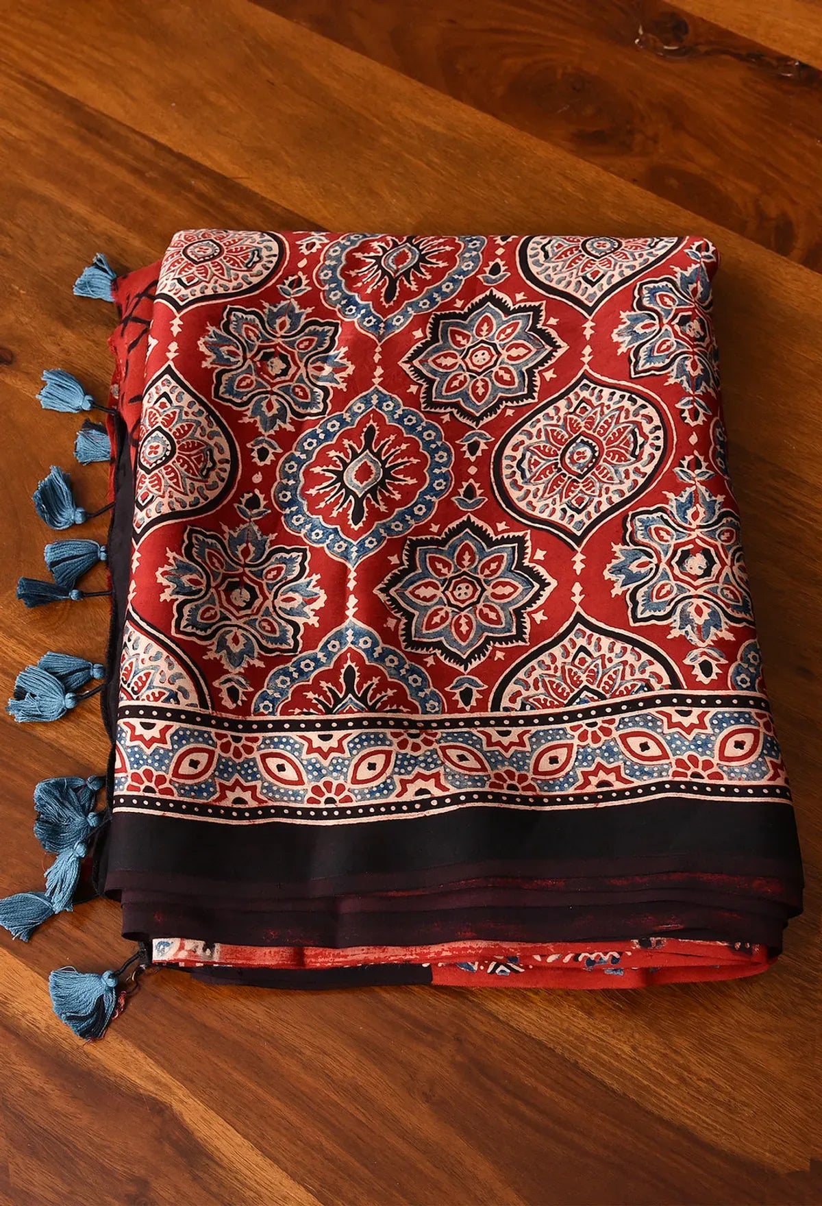 Ajrakh Model Silk Saree