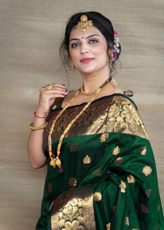 Green Silk Woven Banarasi Saree