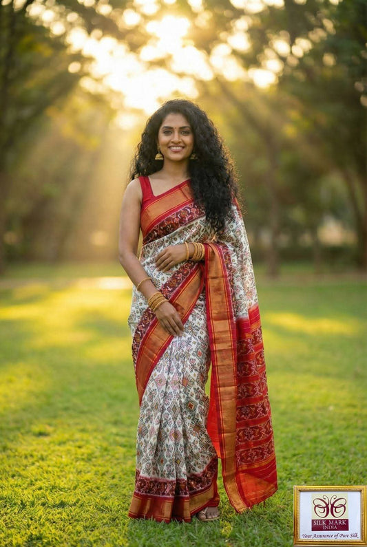 Dola Silk Pochampally Designer Printed Saree With Unstitched Blouse Piece For Women