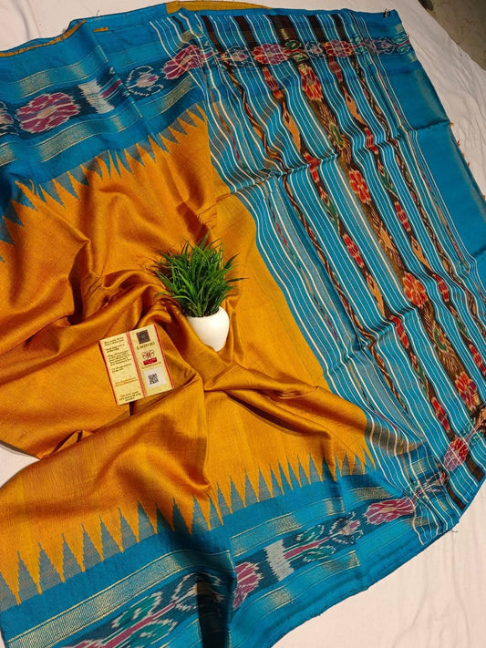 Dola Silk Pochampally Designer Printed Saree With Unstitched Blouse Piece For Women