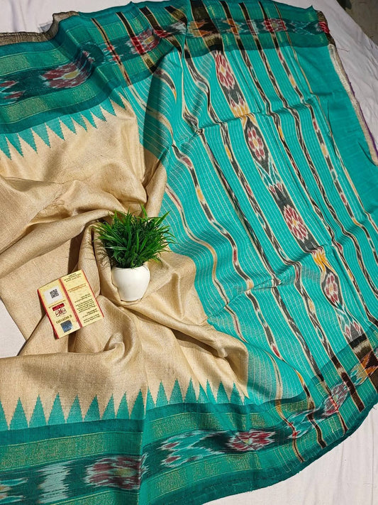 Dola Silk Pochampally Designer Printed Saree With Unstitched Blouse Piece For Women