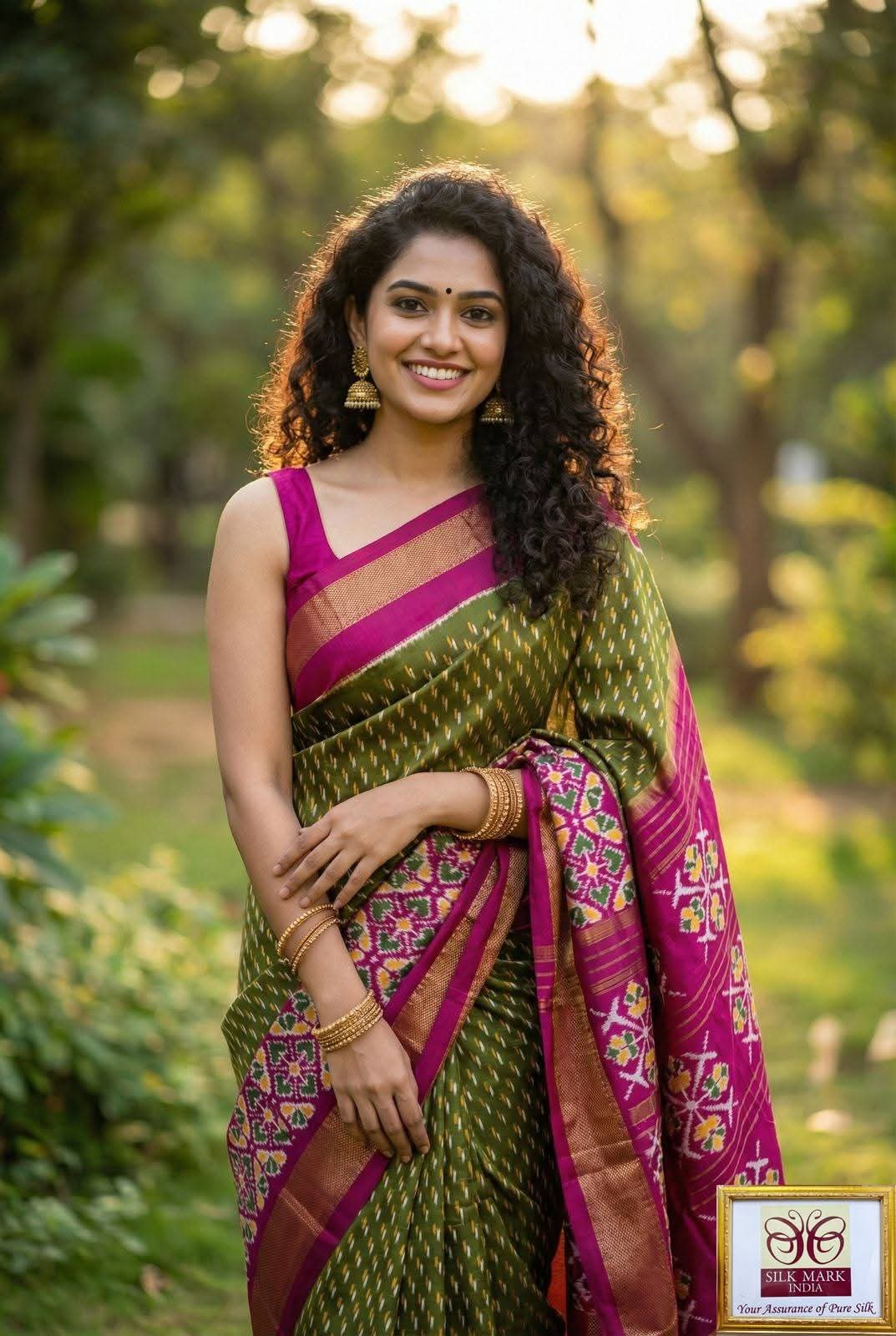 Dola Silk Pochampally Designer Printed Saree With Unstitched Blouse Piece For Women