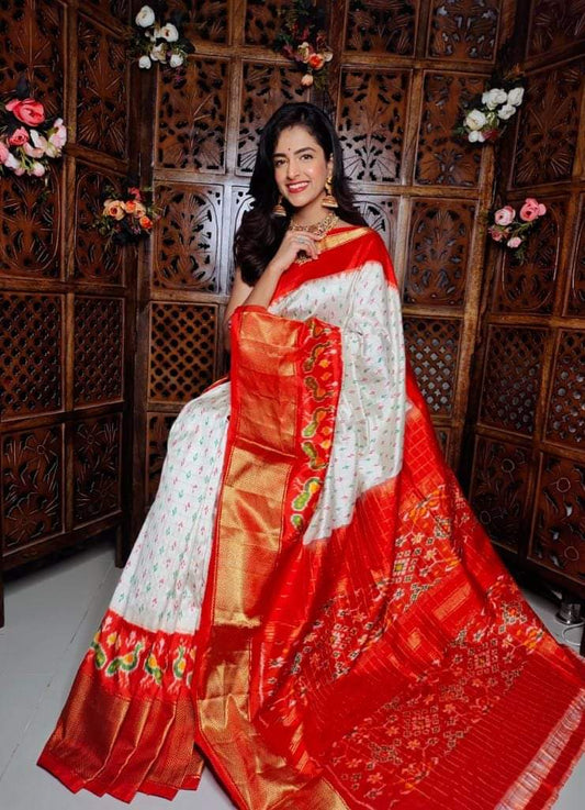 Pochampally Ikkat And Dolla Silk Patola Saree
